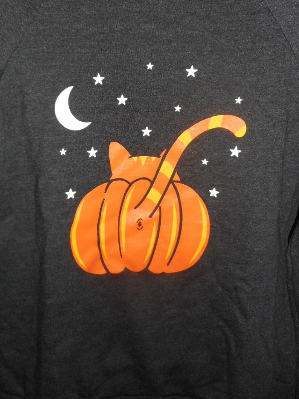 NWOT Modcloth Halloween Pumpkin Cat hoodie, Small - Picture 3 of 7